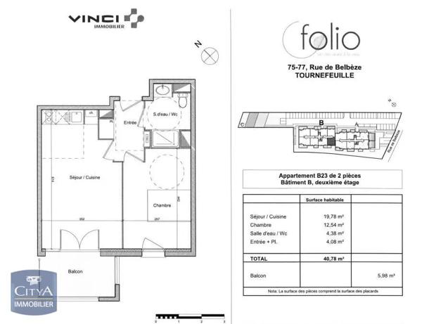 Appartement à louer 2 pièces 40.95m² Tournefeuille (31170)