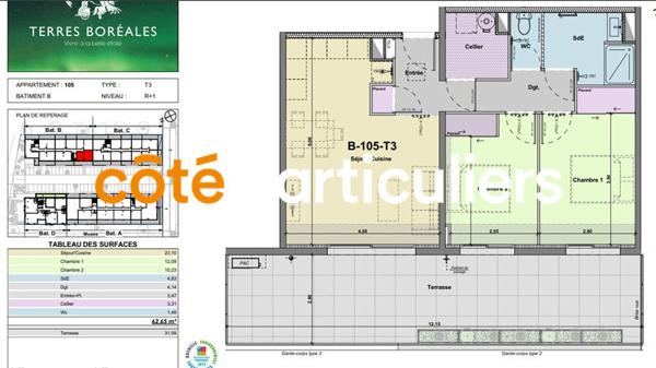 Vente Appartement62,65 m² - 3 Pièces - NARBONNE (11100)