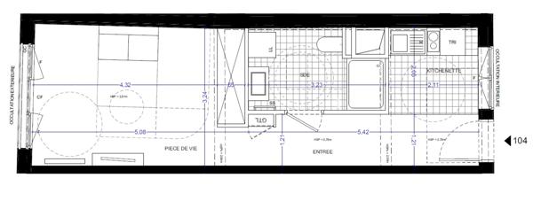 Studio neuf en nue propriété à vendre PARIS 17e, surface habitable 32.46 m2