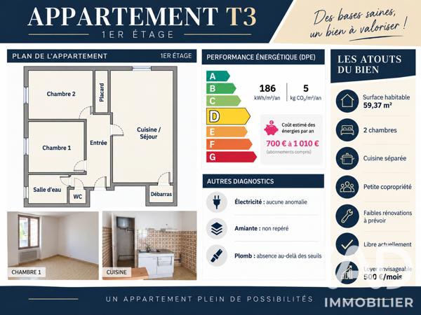 Appartement à vendre 3 pièces 59,37 m² Montval-sur-Loir