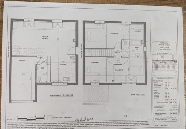 Maison contemporaine T4  90 m² avec étage, implantée sur 300 m² de terrain clos  288750