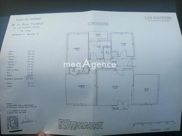 Appartement à RENNES, 35000 - 4 pièces 67m²