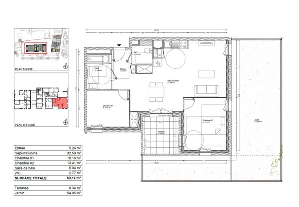 Spécial investisseur : appartement T3 PMR 69 m2 terrasse et jardin COURNON D'AUVERGNE (63)