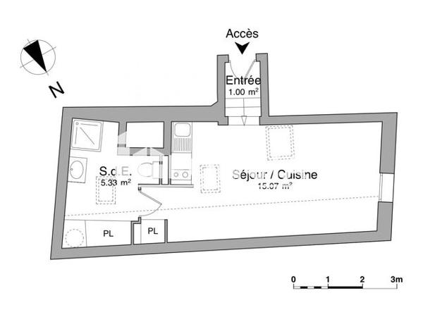 Location Studio 21.4 m² - BATIMENT A Avignon 84000