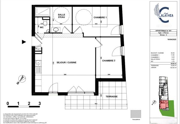 Appartement 3 pièces ? 60 m²  en Rez de jardin