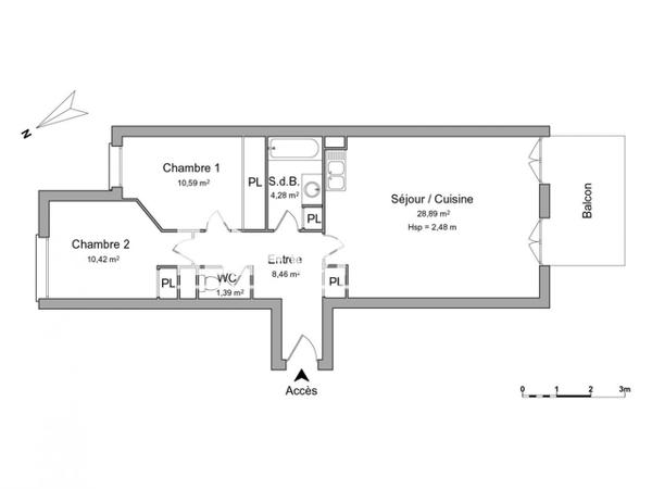 Location Appartement 3 pièces 64.03 m² - BAT B Pau 64000