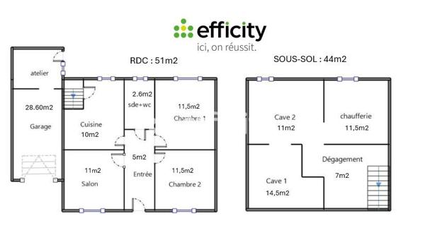 Maison 3 pièces - 70 m²