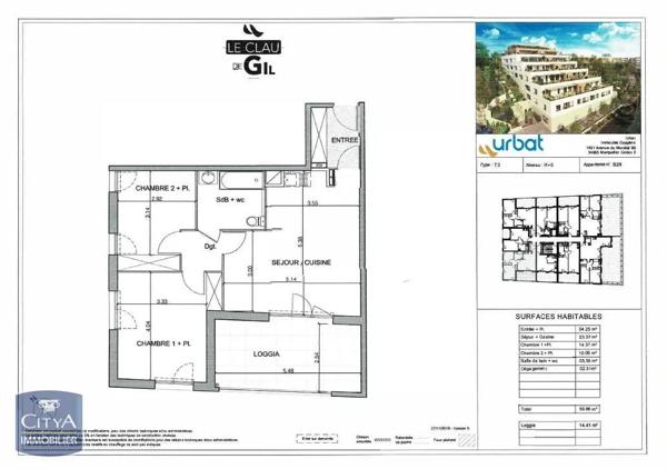 Appartement à louer 3 pièces 59.86m²