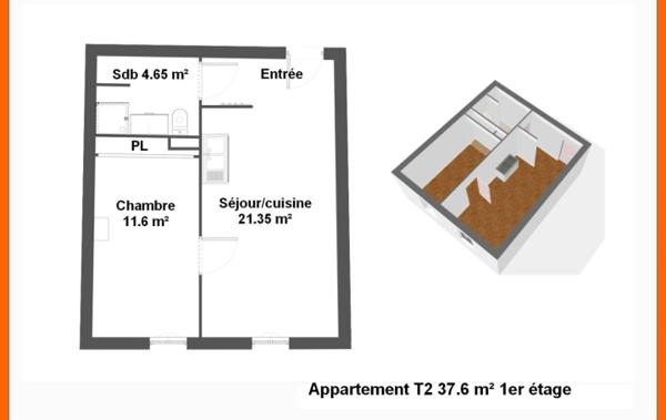 Vente Appartement P2 rénové(e) Montluel   