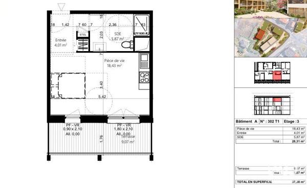 Studio à vendre 28 m² Beaumont