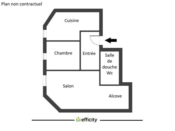 Appartement 2 pièces - 35 m² Exclusivité efficity