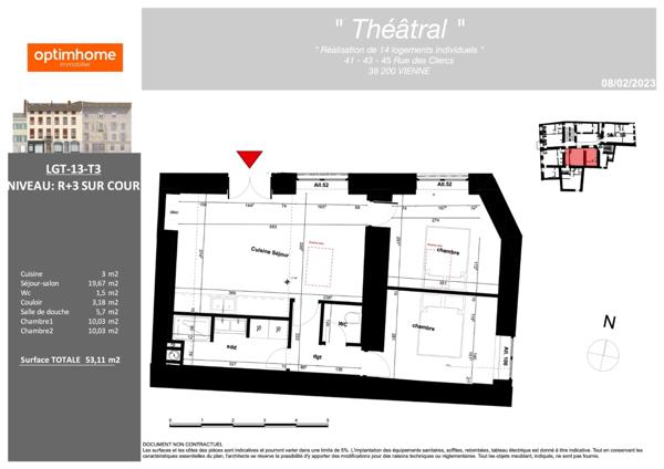 VIENNE – CENTRE-VILLE – T3 EN PLATEAU BRUT – LE CHARME DE L’ANCIEN A NEUF - SOUS LES TOITS