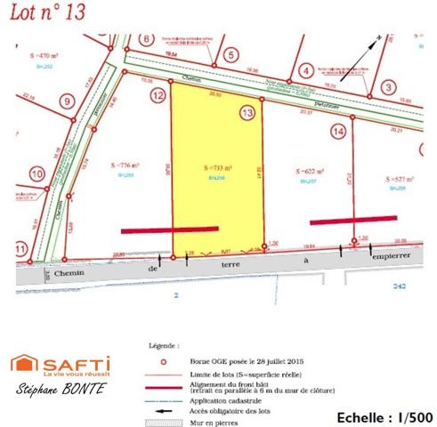 Terrain de 733 m² viabilisée (lot 13) – Le Puy