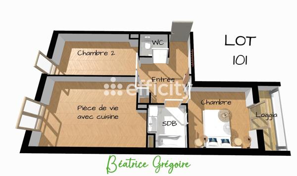 Appartement 3 pièces - 62 m²