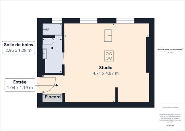 Appartement 1 pièce 28.16 m2