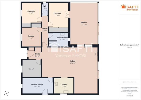 AULNAY MAISON DE PLAIN-PIED - 150M2- 3 CHAMBRES VERANDA JARDIN