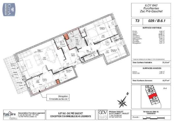 Appartement à louer 3 pièces 75.18m² Nantes (44000)