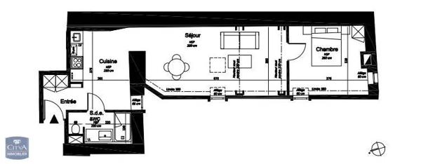 Appartement à louer 2 pièces 48.14m²