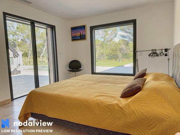 Faucon (84110) Villa contemporaine et récente de 150 m² environ avec garage sur terrain paysagé avec piscine et Vue Mont Vent