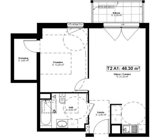 Appartement SCHILTIGHEIM 46.3 m²