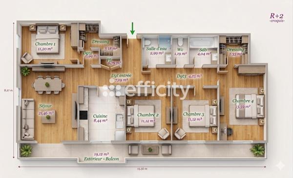 Appartement 5 pièces - 104 m² Exclusivité