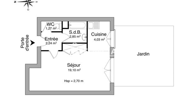Location Studio 29.49 m² - Châtenay-malabry 92290