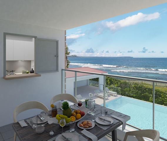 A VENDRE T2 NEUF AVEC VUE MER ET PISCINE A ROYAL KEY LE MOULE
