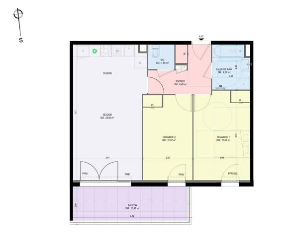Appartement 3 pièces de 65 m² à AGAY (83530)