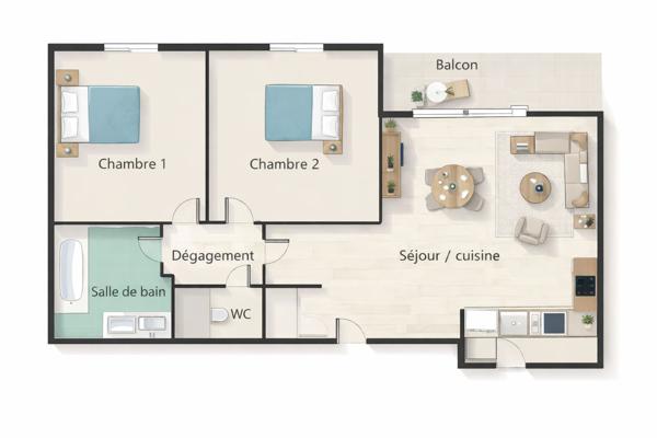 La Salvetat Saint Gilles Appartement T3 - 58 m2 + parking