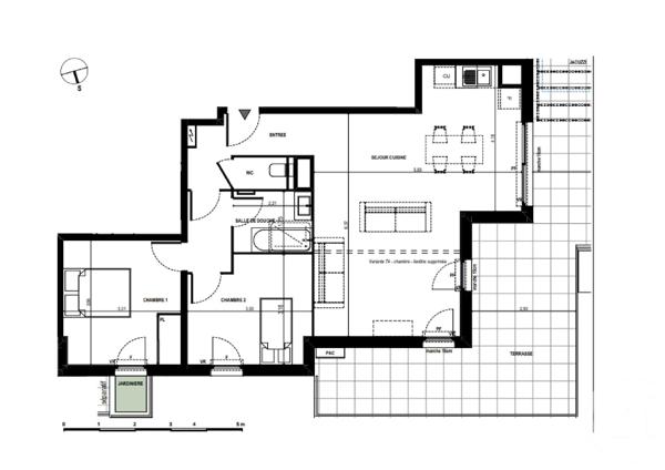 Appartement F3 à vendre  3 pièces - 69,29 m 2   ANTIBES  - 06