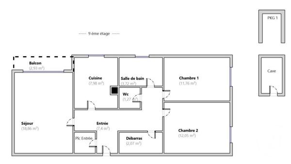 Appartement à vendre  3 pièces - 65,11 m2 PUTEAUX - 92
