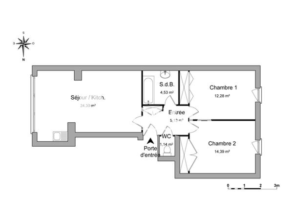 Location Appartement 3 pièces 61.77 m² - 89 RUE REPUBLIQUE St Jean De Maurienne 73300