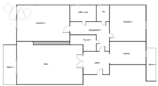 Appartement T3 traversant de 56m² avec deux balcons, stationnement dans résidence