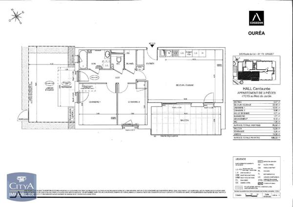 Appartement à louer 3 pièces 70.32m²