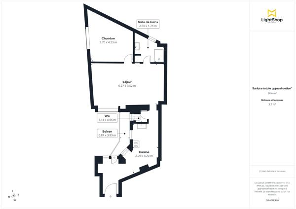 Appartement F2 à vendre  2 pièces - 60 m 2   PARIS  - 75011
