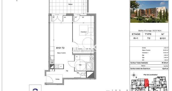 Location Appartement 2 pièces 47.35 m² - Morières-lès-avignon 84310