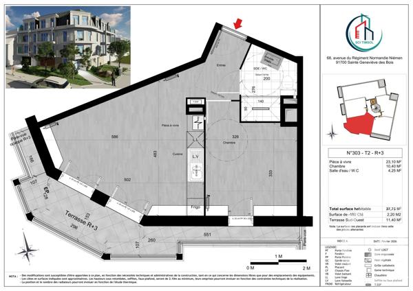 Appartement F2 à vendre  2 pièces - 37,75 m 2   STE GENEVIEVE DES BOIS  - 91