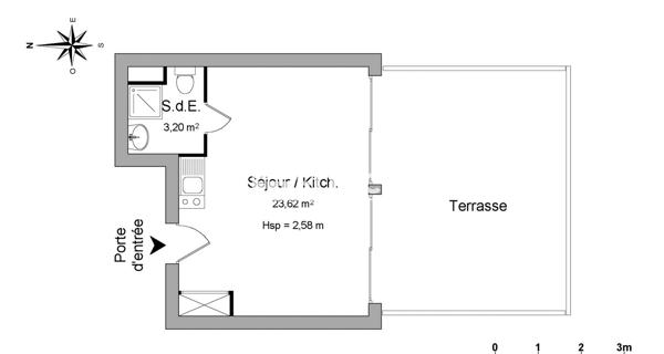 Location Studio meublé 27 m² - La Rochelle 17000