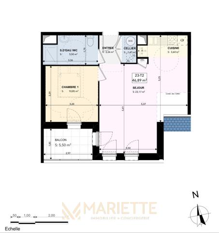 "KERLAEZ-23" Centre-ville - Type 2 de 46.89 m² , Concarneau