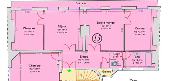 Appartement de standing, 4 pieces Eglise des Batignolles