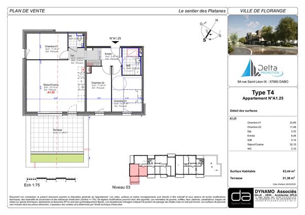 Appartement Florange 4 pièce(s) 83.24 m2