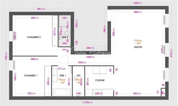 Appartement à vendre 3 pièces de 84 m²