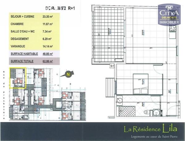 Appartement à vendre 2 pièces 48m² Saint-Pierre (97410)