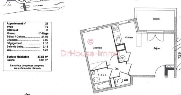 Appartement à vendre 2 pièces de 38 m²