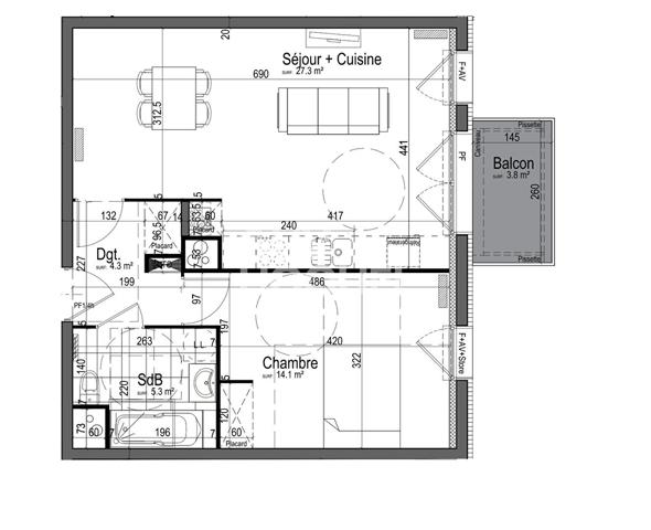 T2 récent 2020, Balcon plein sud.
