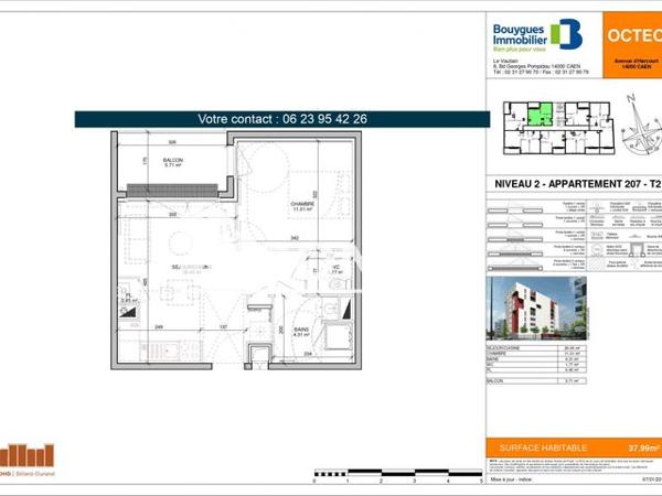 Location Appartement 2 pièces 38.14 m² - 2 RUE ARLETTE DE FALAISE Caen 14000