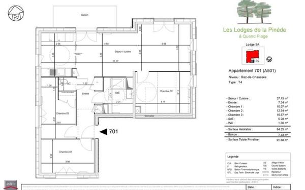 Appartement à vendre    4 pièces • 84,25 m2 Quend