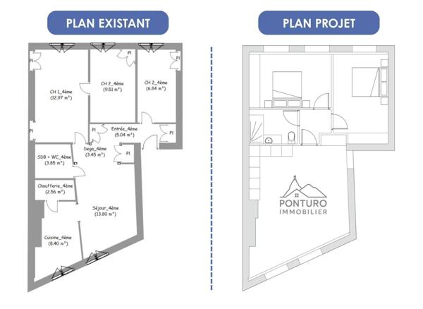 Appartement T3 de 66 m² à rénover