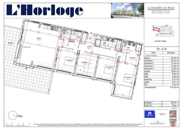Appartement T5 à vendre  5 pièces - 141,82 m2 LE MANS - 72