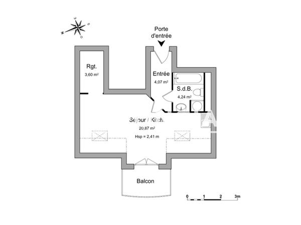 Location Studio 32.78 m² - 48 RUE ROBERT SCHUMAN Colmar 68000